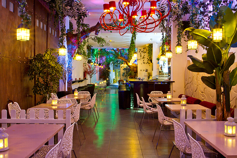 Restaurante de cocina mediterránea en un entorno diferente en medio de la ciudad de Barcelona.                                  